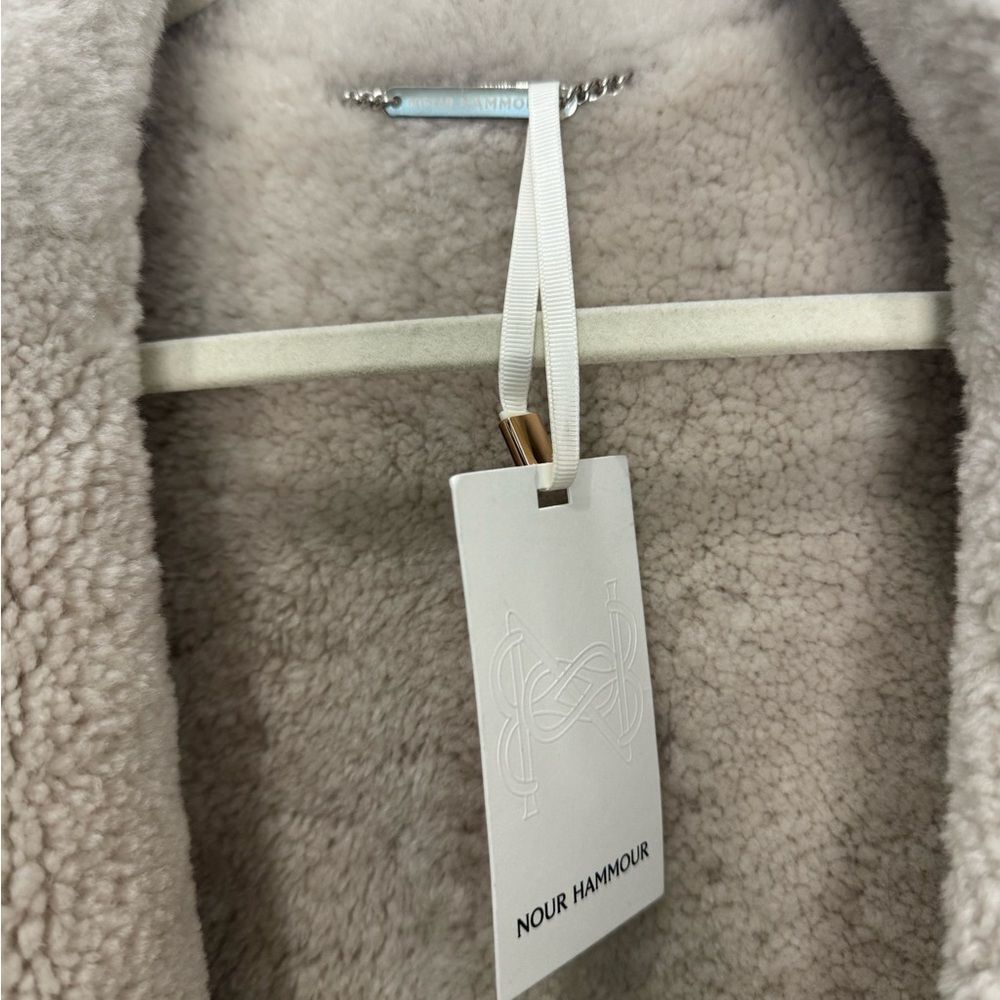 NWT NOUR HAMMOUR Asymmetric shearling coat - Picture 10 of 14